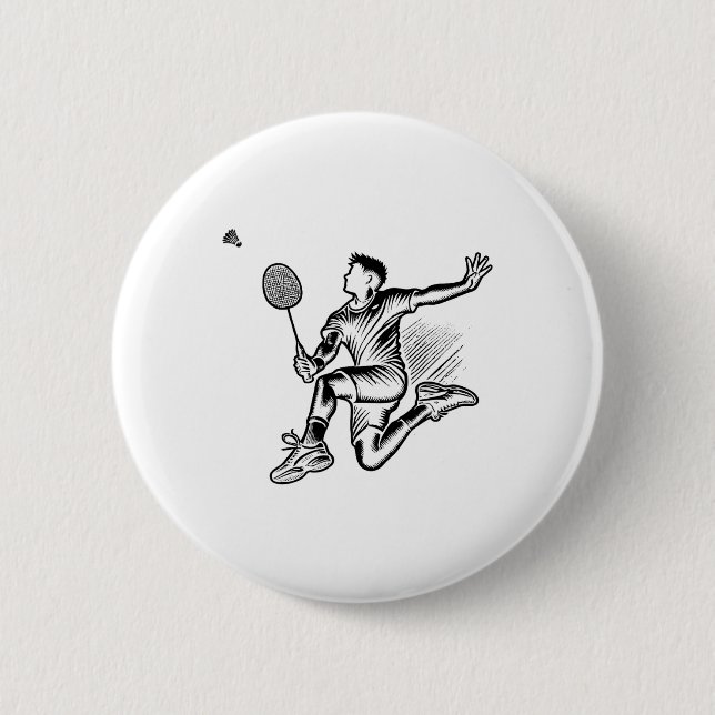 Panda Playing Badminton Player Shuttle Button (Vorderseite)