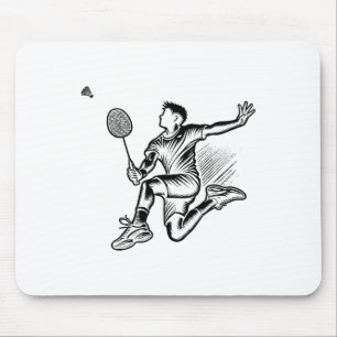 Panda Playing Badminton Player Shuttle Mousepad