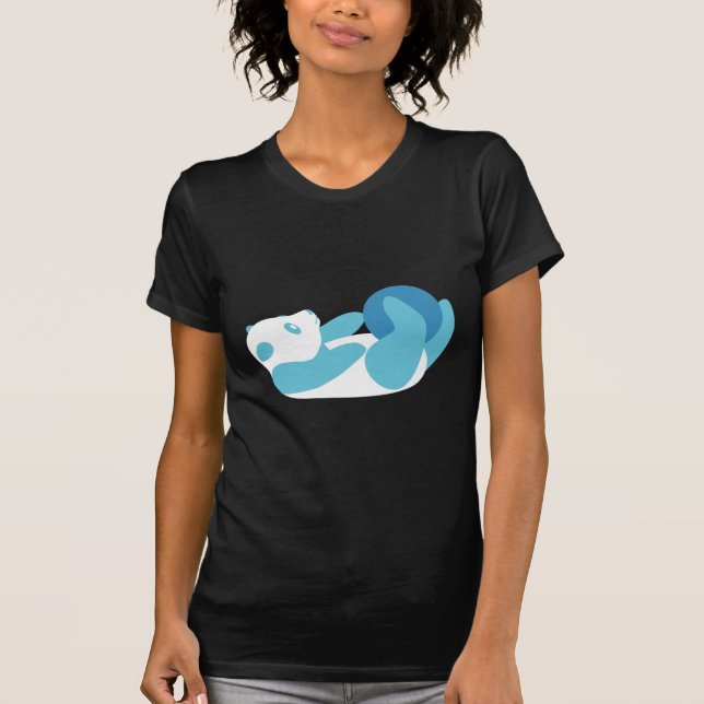 Panda Playing (blau) T-Shirt (Vorderseite)