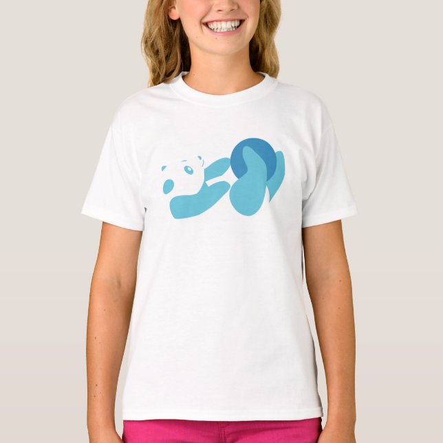 Panda Playing (blau) T-Shirt (Vorderseite)