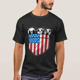 Panda Pocket 4. Juli USA Flag Patriotische Geige T-Shirt