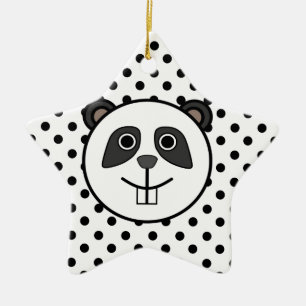 Panda Polka dot dots Schwarz-weiß Keramikornament