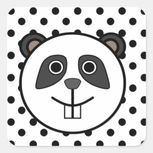 Panda Polka dot dots Schwarz-weiß Quadratischer Aufkleber