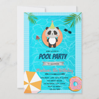 Panda-Pool-Einladung zum Geburtstag Dankeskarte
