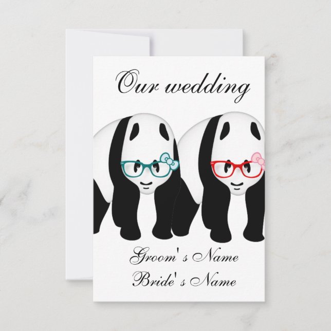 Panda porte des lunettes de faire-part de mariage (Devant)