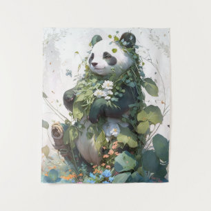 Panda Portrait Animal Painting Wildlife Wandteppich