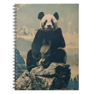 Panda Portrait: Vintage Ruhe am Felsen Notizblock