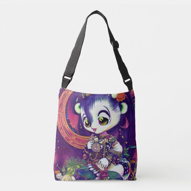 Panda Princess Violet Dreams- Tragetaschen Mit Langen Trägern (Vorderseite)
