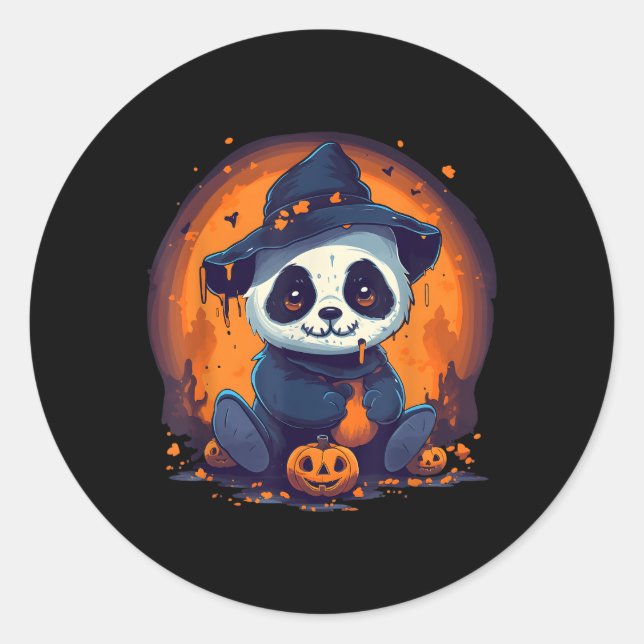 Panda Pumpkin Panda Halloween Runder Aufkleber (Vorderseite)