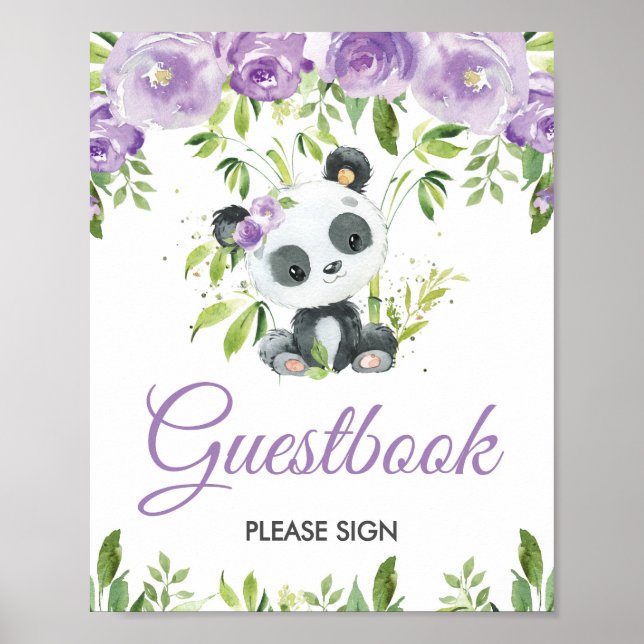 Panda Purple Floral Vert Bambou Livre d'or (Devant)