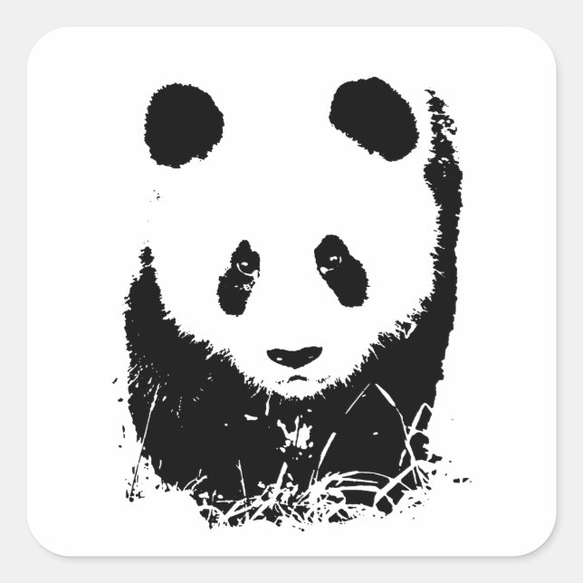 Panda Quadratischer Aufkleber (Vorderseite)