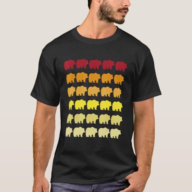Panda Retro Tiermuster T-Shirt (Vorderseite)