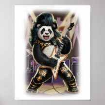 Panda Rocker has Fun playing Hard Rock on a White