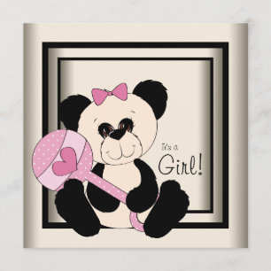 Panda rose bébé douche Invitations