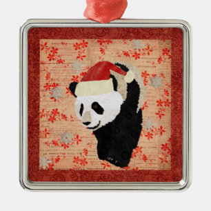 Panda-rote Schneeflocke-Verzierung Silbernes Ornament