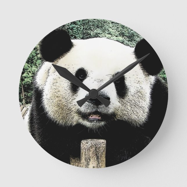 Panda Runde Wanduhr (Vorderseite)
