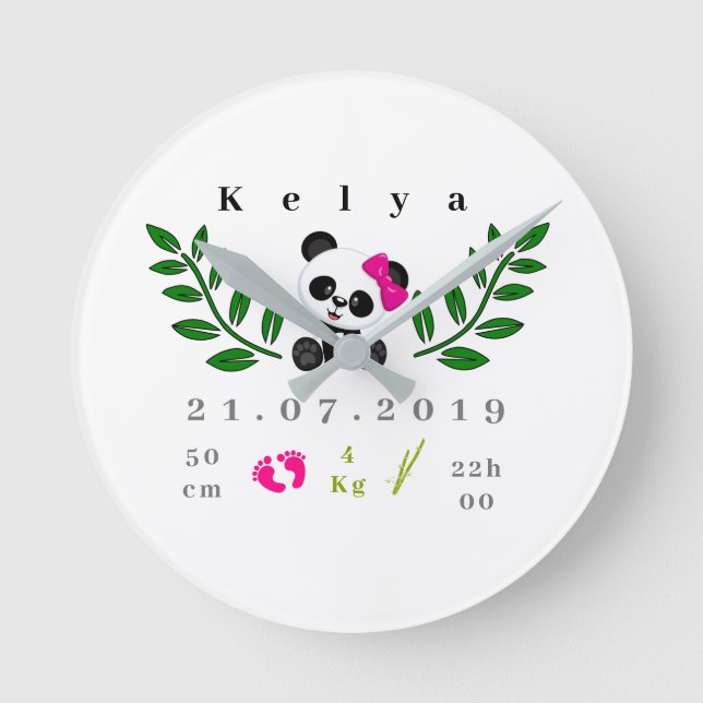 Panda Runde Wanduhr (Vorderseite)