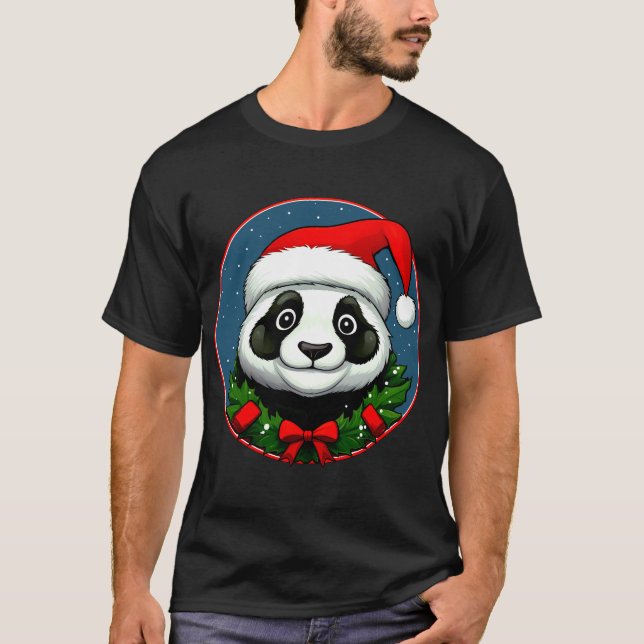 Panda Santa Claus T-Shirt (Vorderseite)