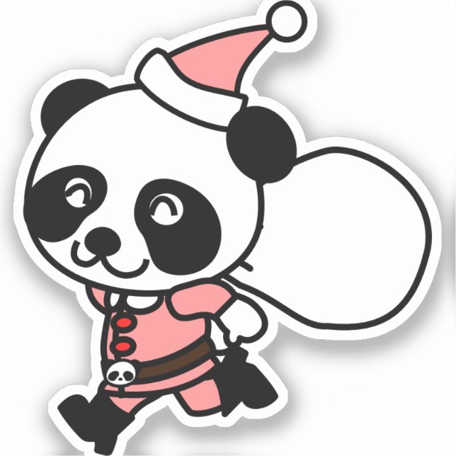 Panda Santa Claus Weihnachten Aufkleber (Vorderseite)