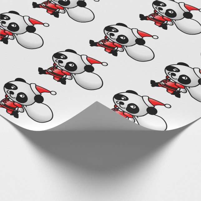 Panda Santa Geschenkpapier (Ecke)