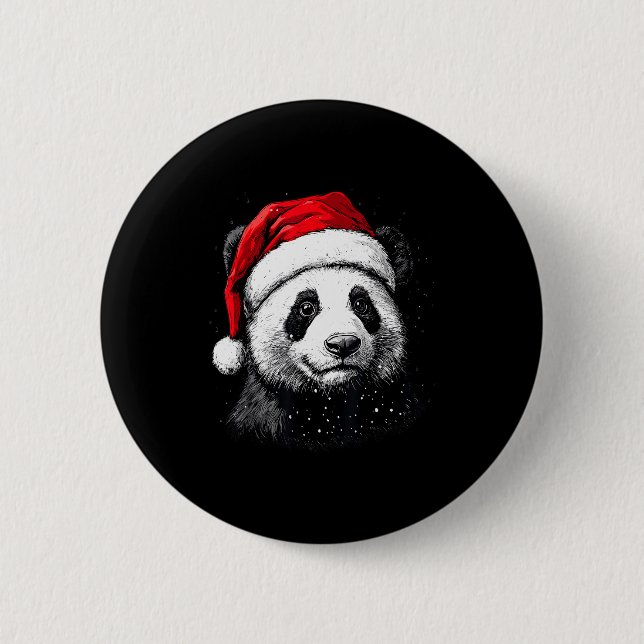 Panda Santa Hat Funny Panda Lovers Christmas Xmas  Button (Vorderseite)