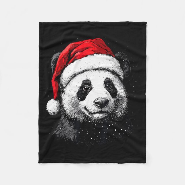 Panda Santa Hat Funny Panda Lovers Christmas Xmas  Fleecedecke (Vorderseite)