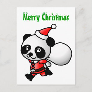 Panda Santa Postcard Feiertagspostkarte