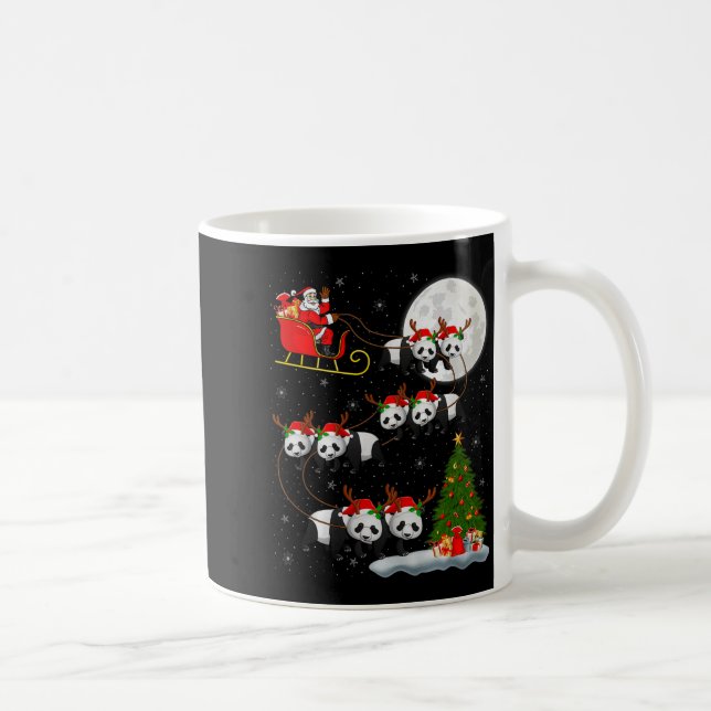 Panda Santa Sleigh Flying Funny Magical Christmas  Kaffeetasse (Rechts)