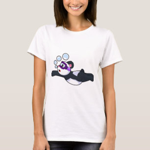 Panda Schwimmen Schwimmbrille Sommer T-Shirt