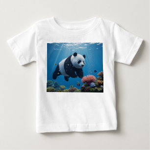 Panda schwimmt durch ein lebendiges Korallenriff Baby T-shirt