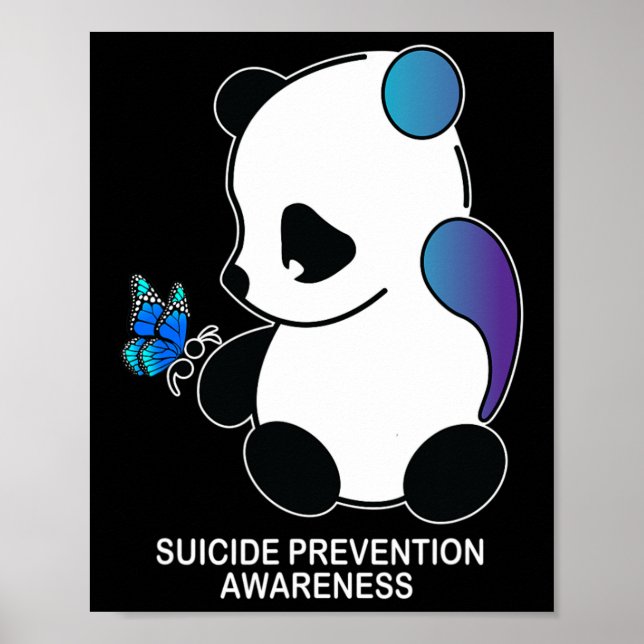 Panda Semicolon Butterfly Suicide Prevention Aware Poster (Vorne)