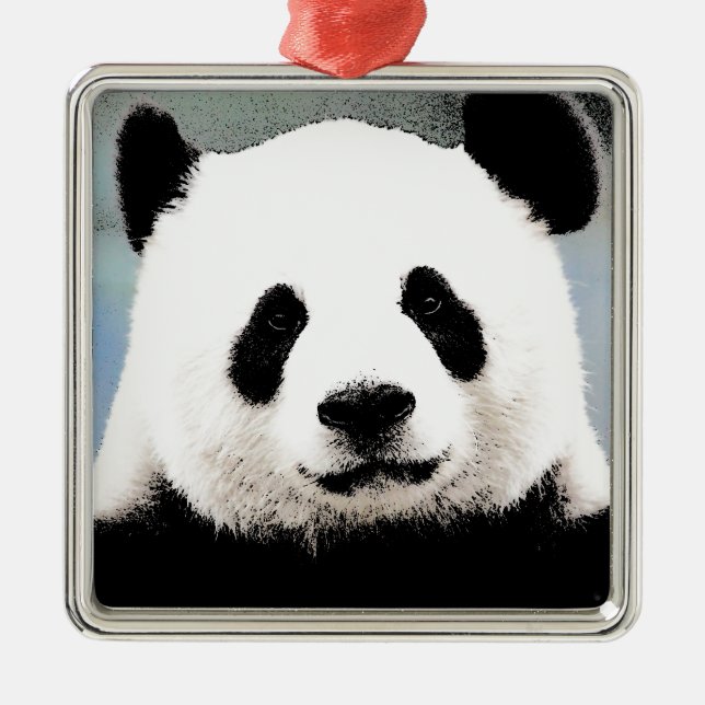 Panda Silbernes Ornament (Vorne)