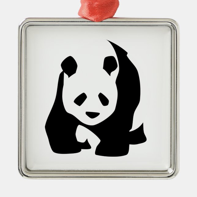 Panda Silbernes Ornament (Vorne)