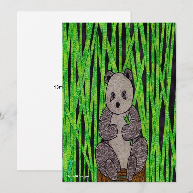 Panda (simple) - Carte de vœux (Devant / Derrière)
