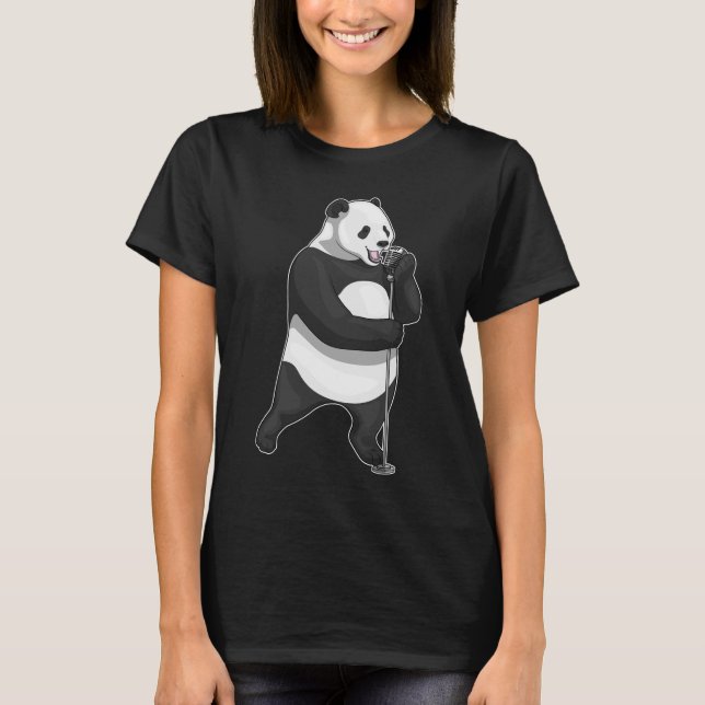 Panda Singer Microphone Music T-Shirt (Vorderseite)