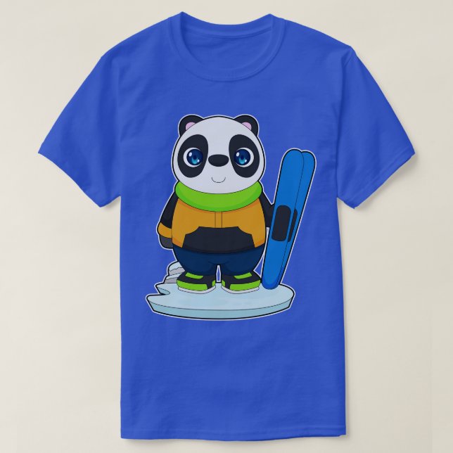 Panda Skier Ski Wintersport T-Shirt (Design vorne)