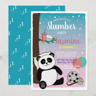 Panda Slumber Party Geburtstag Niedliche Filme Pop Einladung