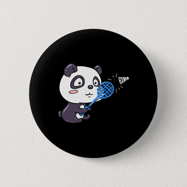 Panda spielen Badminton Getting Sweaty I Panda Bea Button (Vorderseite)