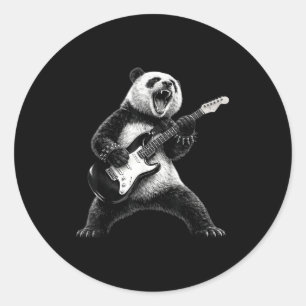 Panda spielt Gitarre Rockstar Rock and Roll Männer Runder Aufkleber