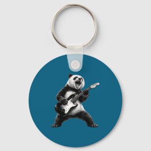 Panda spielt Gitarre Rockstar Rock and Roll Männer Schlüsselanhänger