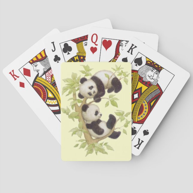 Panda spielt in einem Baum Spielkarten (Rückseite)