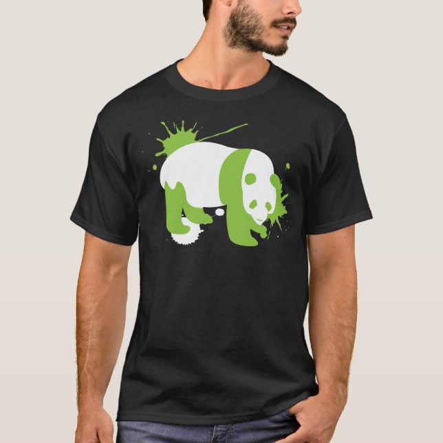 Panda-Spritzerschwarzes T-Shirt (Vorderseite)