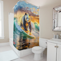 Panda Surfen bei Sonnenuntergang Design von Rich A