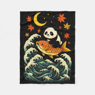 Panda surft auf einer Welle - Lustige japanische T Fleecedecke