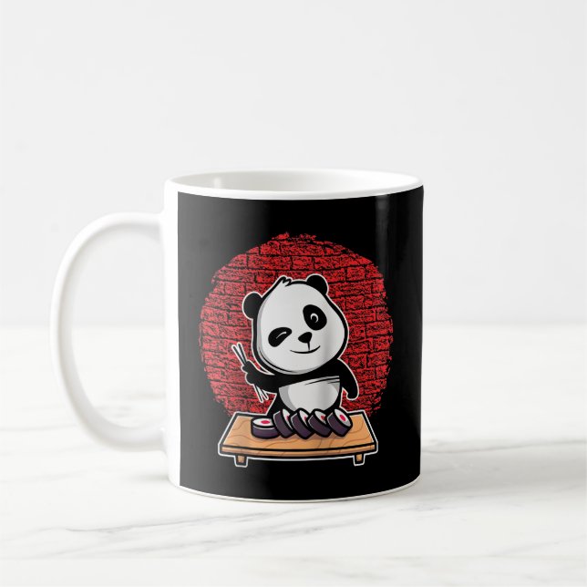 Panda Sushi Japanisch für Tierbaseball Kaffeetasse (Links)