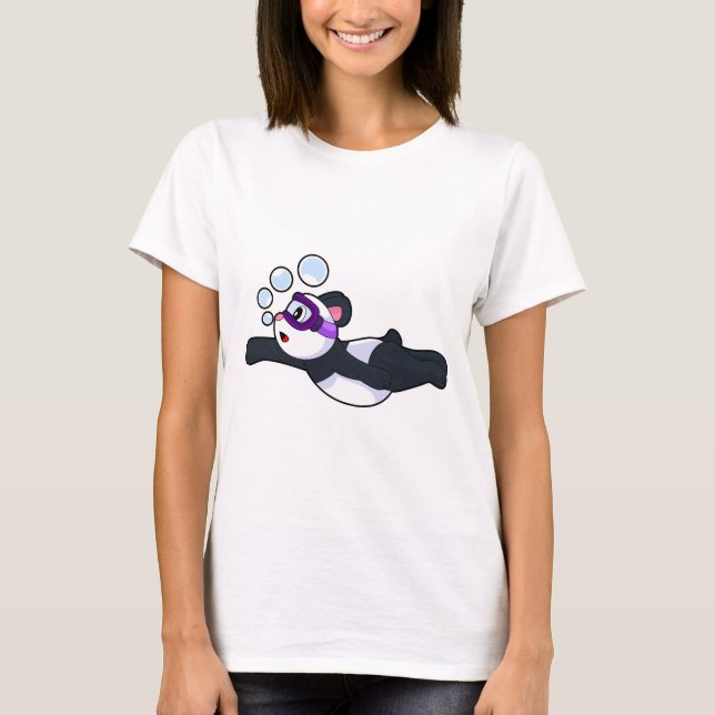 Panda Swimming Swimming goggles Summer T-Shirt (Vorderseite)