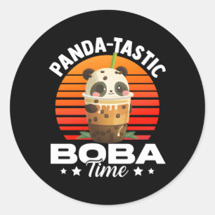 Panda-Tastic Boba Time Panda Bubble Tee Anime Runder Aufkleber