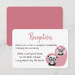 Panda Teddy Bär Rosa Herz Hochzeitsempfang Einladung