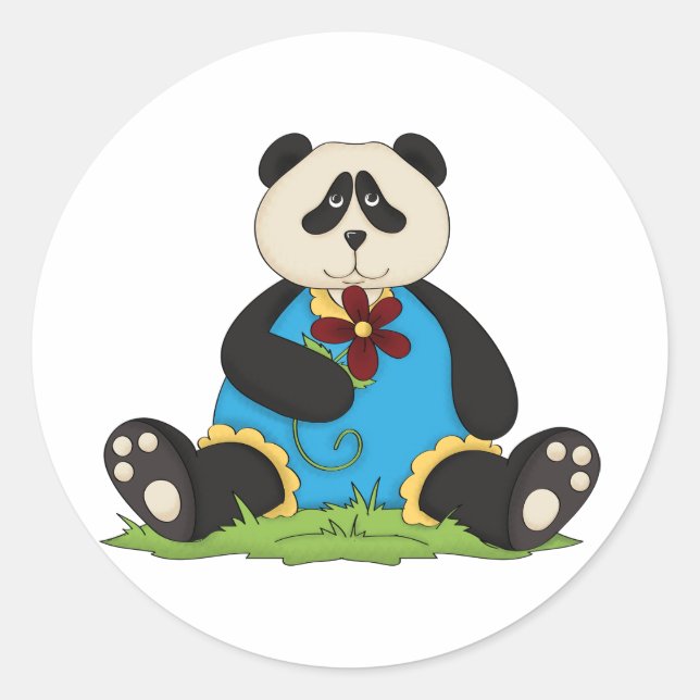 Panda Tenant Un Stickers Fleur (Devant)