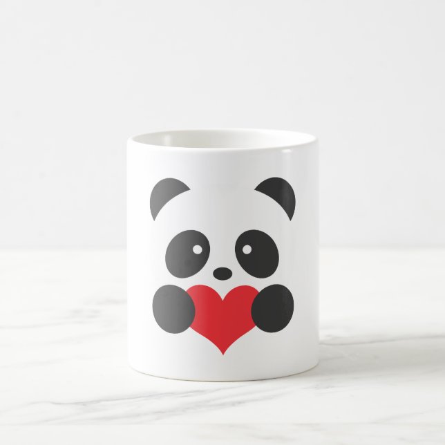 Panda tenant une tasse de coeur (Centre)
